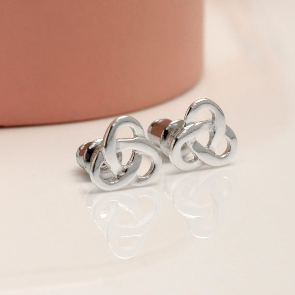 925 Steling Silver Trinity Knot Celtic Stud Earrings for Women