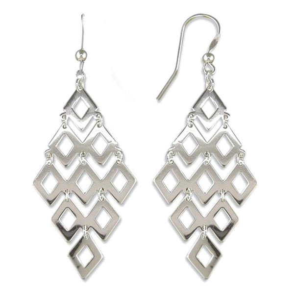 925 Sterling Silver Diamond shape Drop Earrings for Women