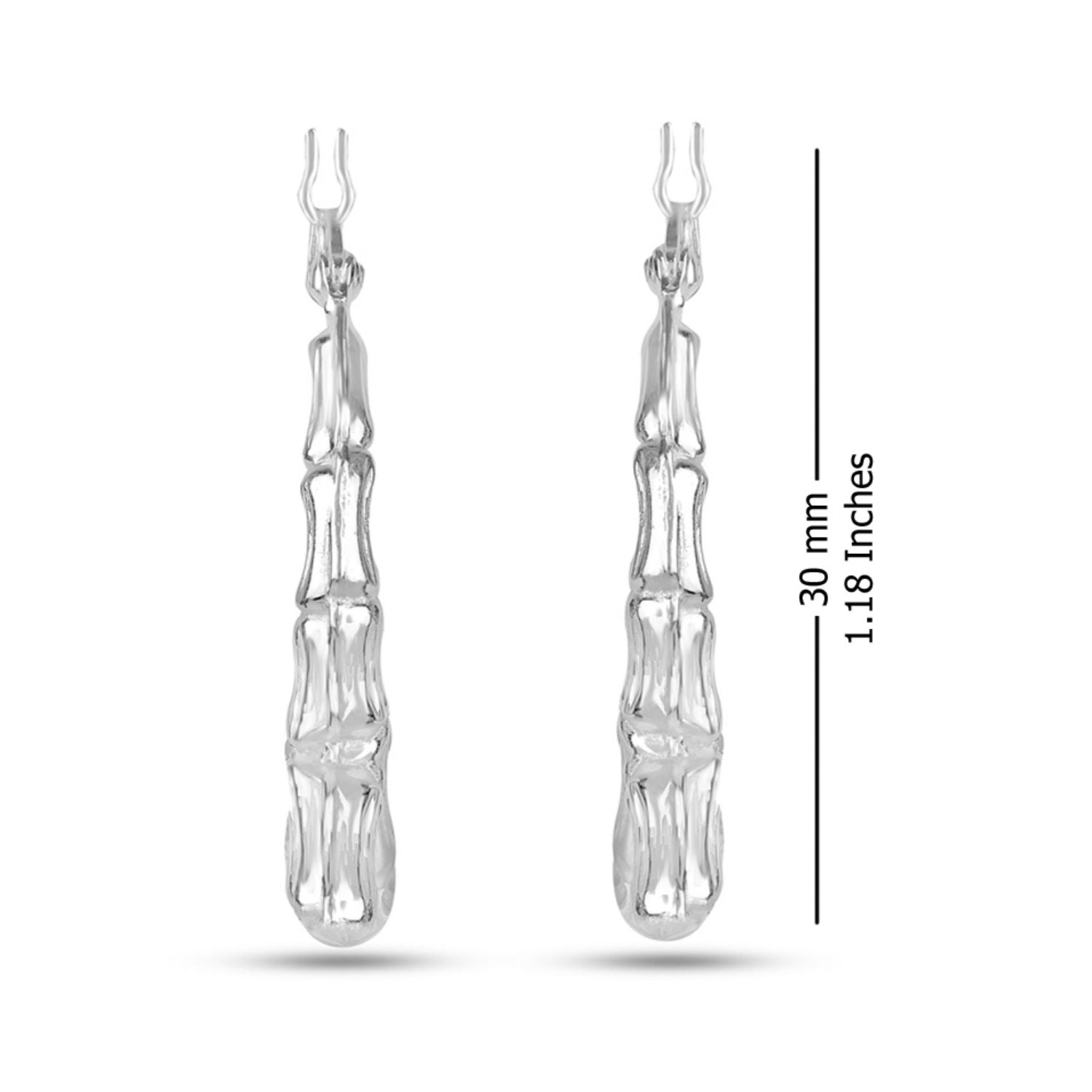 925 Sterling Silver Bamboo Hoop Earrings for Women