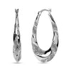 925 Sterling Silver Matte Finish Oval Hoop Earrings for Women 38 MM