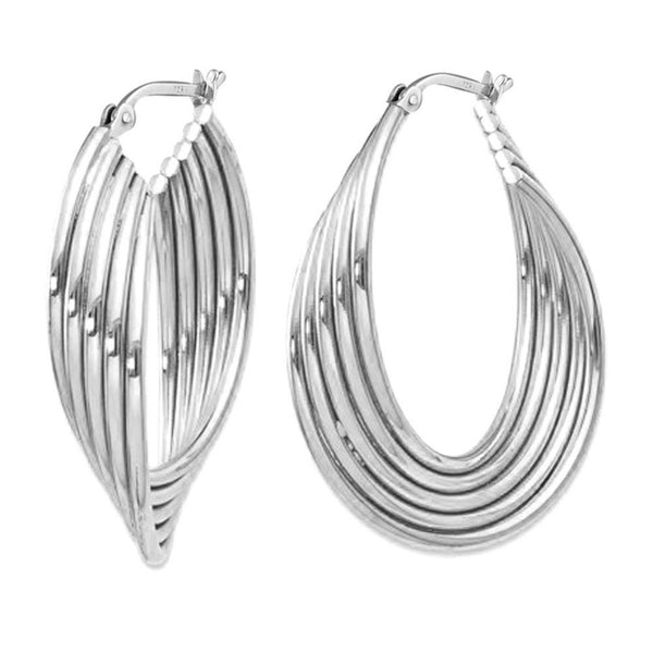 925 Sterling Silver Fancy Hoop Earrings for Women