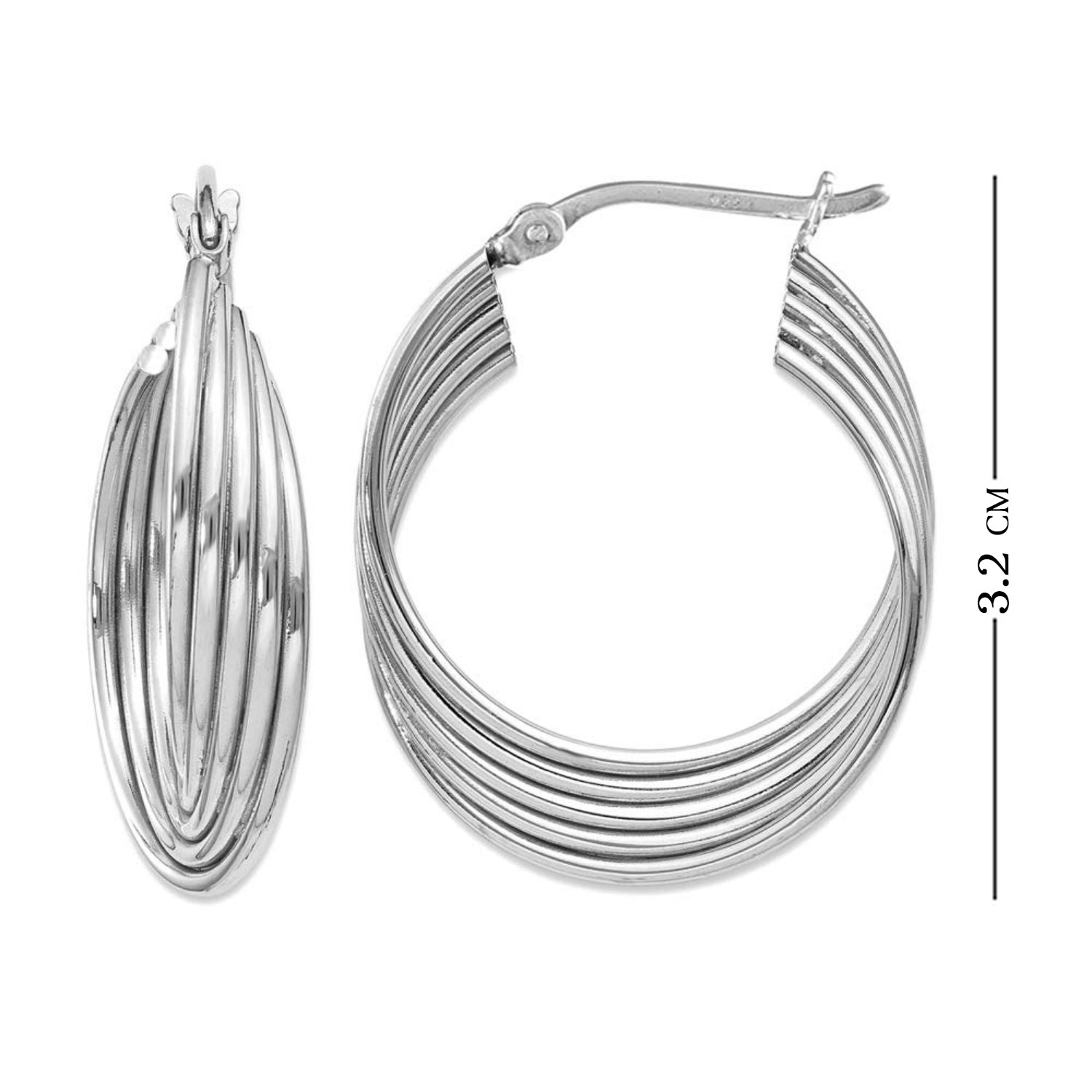 925 Sterling Silver Fancy Hoop Earrings for Women