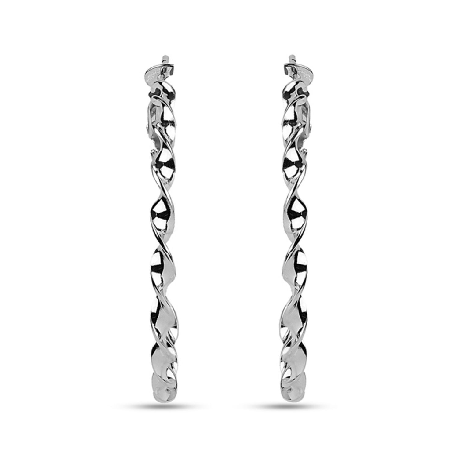 925 Sterling Silver Twisted Tube Hoop Earrings for Women 38 MM