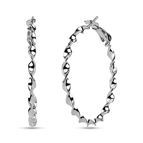 925 Sterling Silver Twisted Tube Hoop Earrings for Women 38 MM