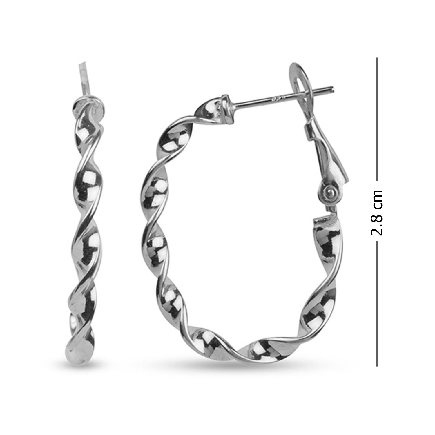 925 Sterling Silver Omega Back Hoop Earrings for Women 28 MM