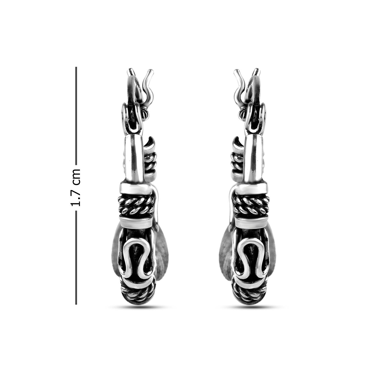 925 Sterling Silver Antique Tribal Hoop Earrings for Teen Women