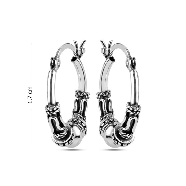 925 Sterling Silver Antique Spiral Bali Hoop Earrings for Women