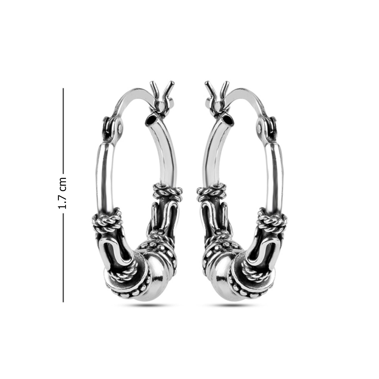 925 Sterling Silver Antique Spiral Bali Hoop Earrings for Women