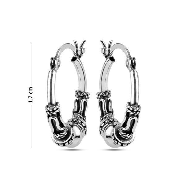 925 Sterling Silver Antique Spiral Bali Hoop Earrings for Women