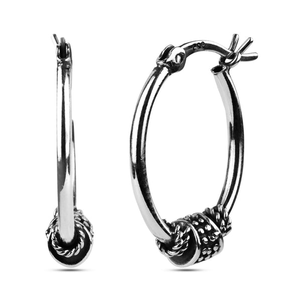 925 Sterling Silver Antique Finish Hoop Earrings for Teen Women