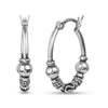 925 Sterling Silver Tribal Hoop Earrings for Teen Women