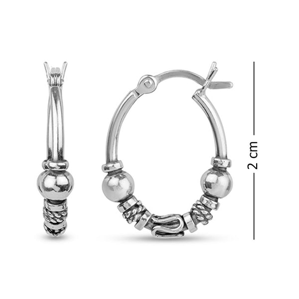 925 Sterling Silver Tribal Hoop Earrings for Teen Women