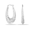 925 Sterling Silver Jewellery Diamond-Cut Light-Weight Oval Hoop Earrings for Women