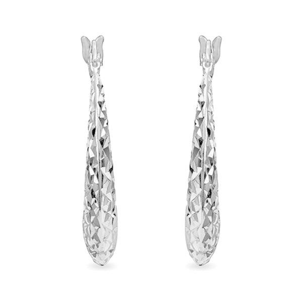 925 Sterling Silver Diamond Cut Hoop Earrings for Women