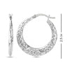 925 Sterling Silver Diamond Cut Hoop Earrings for Women