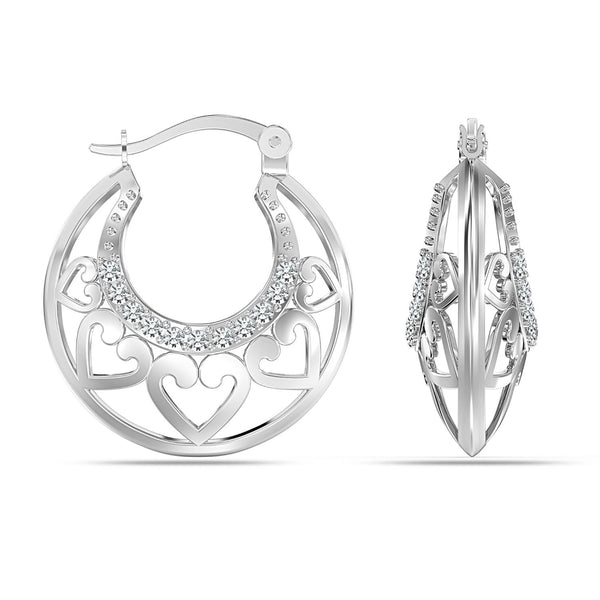 925 Sterling Silver Heart Cage Hoop Earrings for Women 18 MM