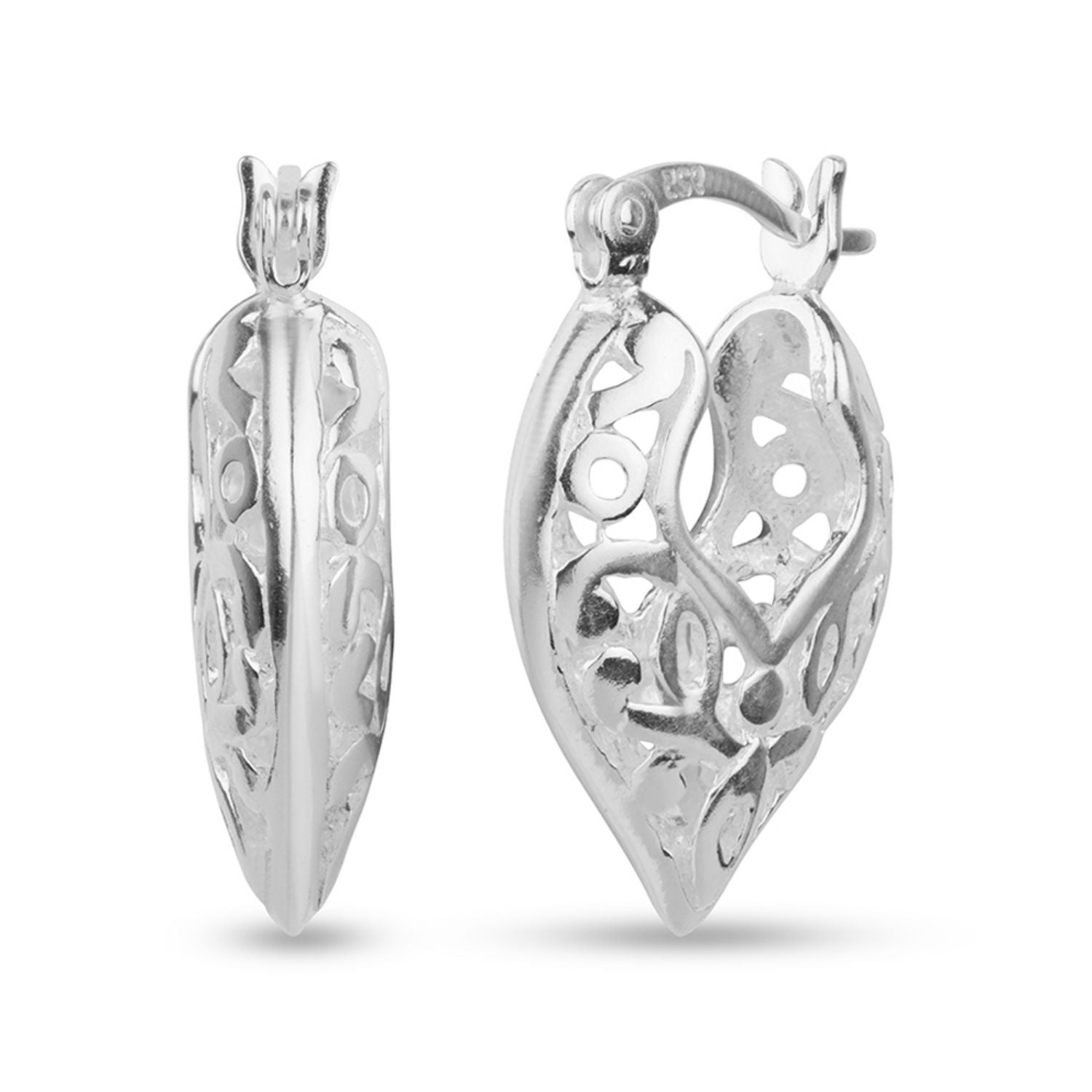 925 Sterling Silver Filigree Hoop Earrings for Teen Women