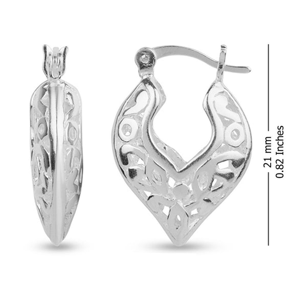 925 Sterling Silver Filigree Hoop Earrings for Teen Women