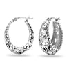 925 Sterling Silver Small Oval Filigree Light-Weight Hoop Earrings for Teen Women