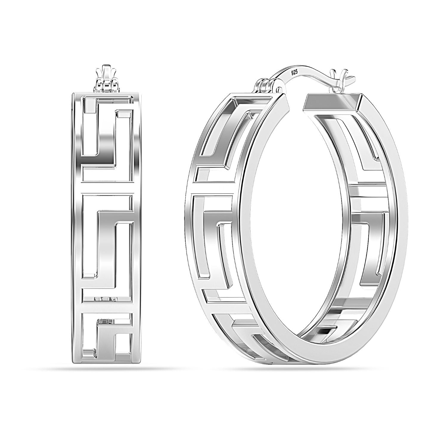 925 Sterlingb Silver Greek Wall Hoop Earrings for Teen Women