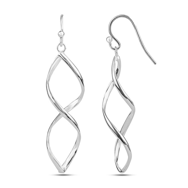 925 Sterling Silver Wire Figure Eight Dangler Earrings for Women 50 MM