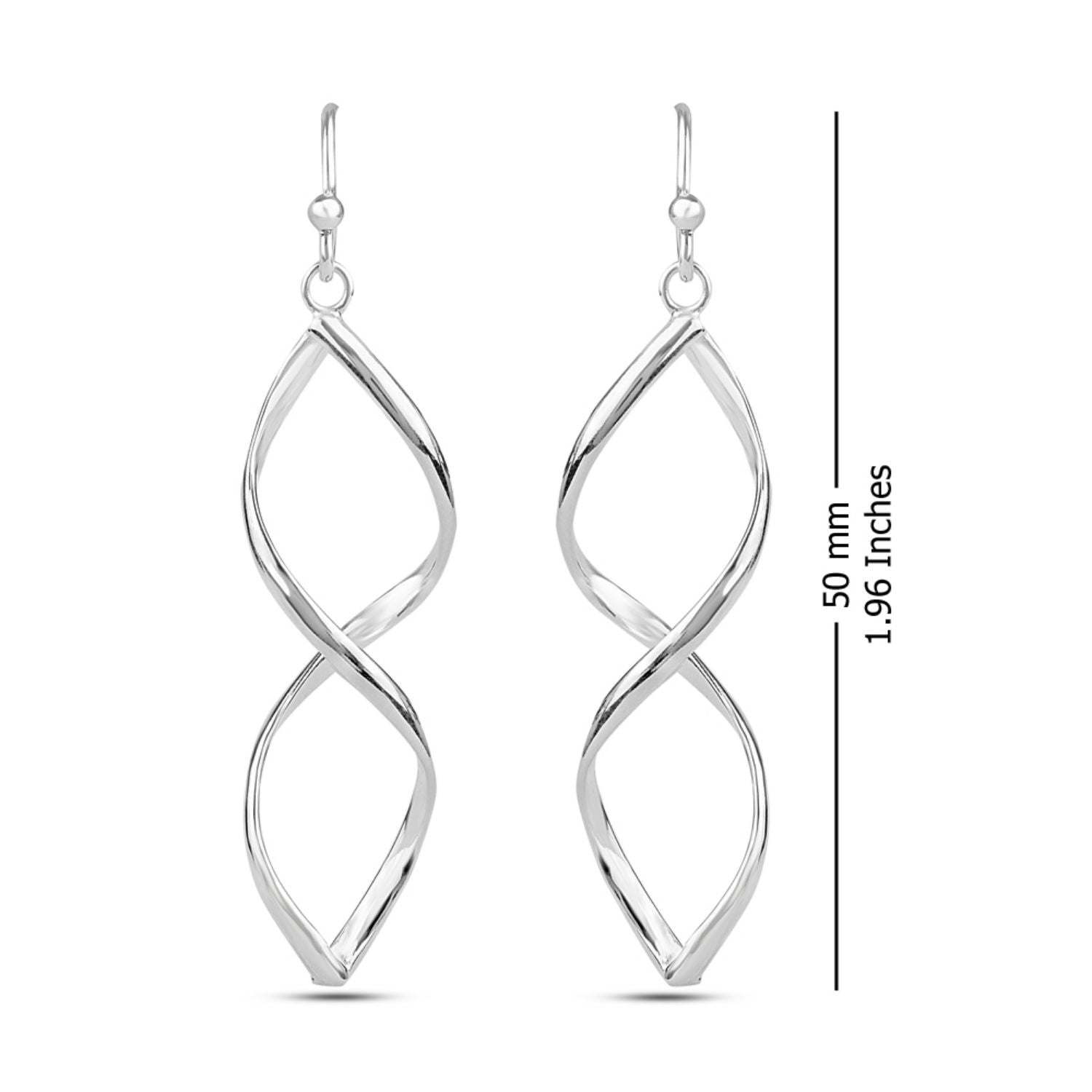 925 Sterling Silver Wire Figure Eight Dangler Earrings for Women 50 MM