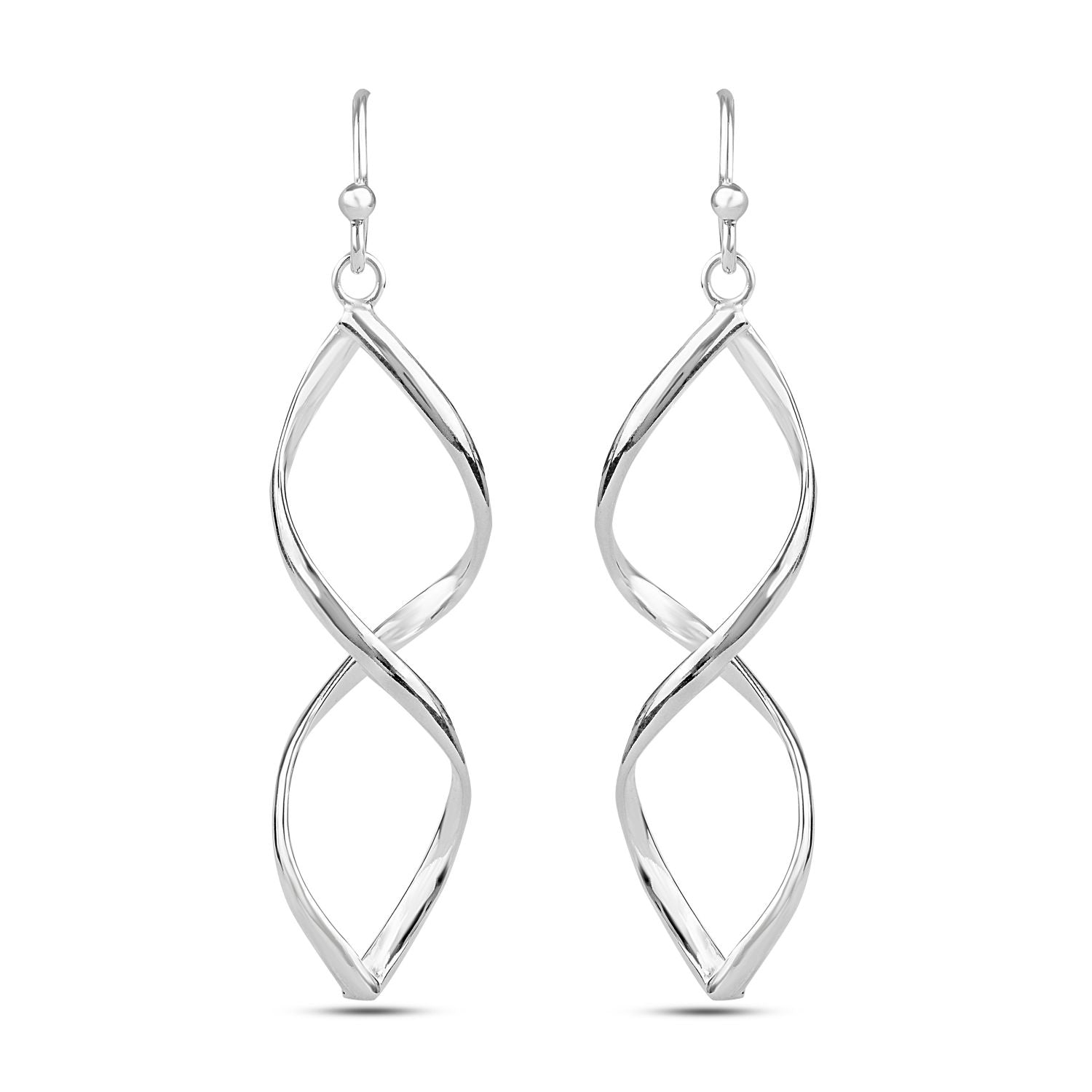 925 Sterling Silver Wire Figure Eight Dangler Earrings for Women 50 MM