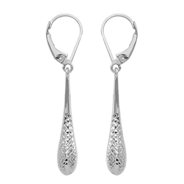 925 Sterling Silver Diamond-Cut Leverback Drop Dangle Earrings for Women Girl 38 MM