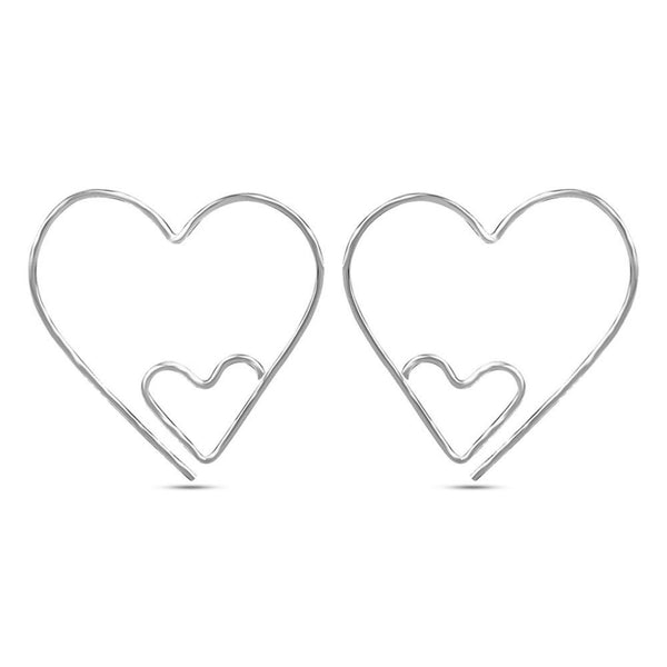 925 Sterling Silver Double Heart Earrings for Teen Women