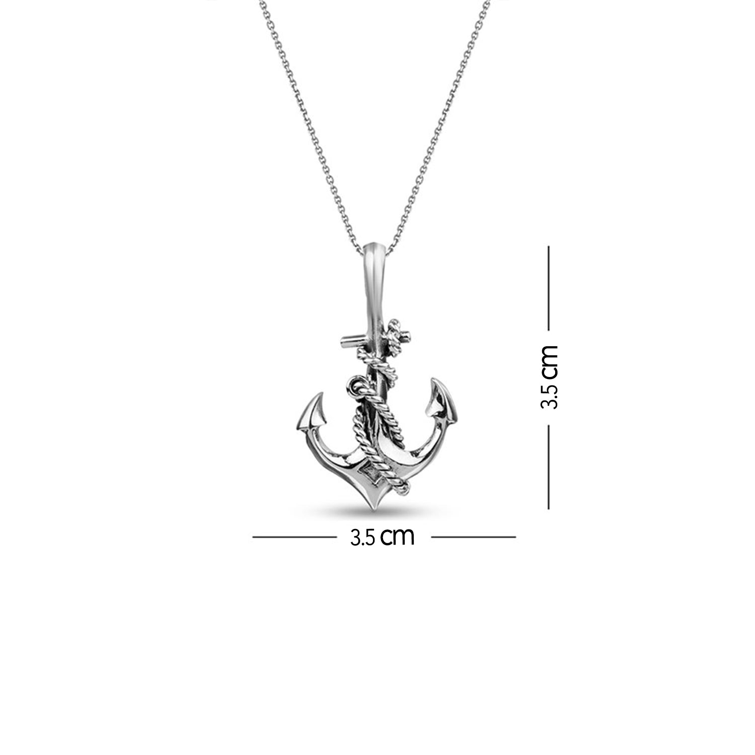 925 Sterling Silver Anchor with Cross Pendant with Chain for Women