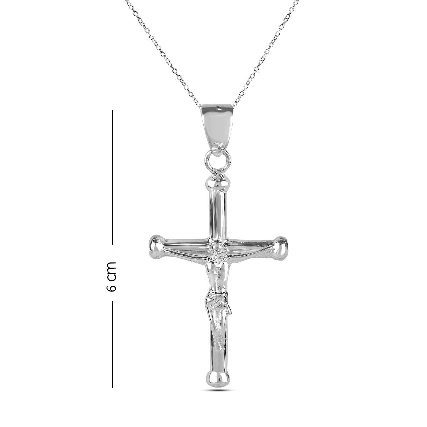 925 Sterling Silver Jesus Christ Crucifix Pendant Necklace with Chain for Men