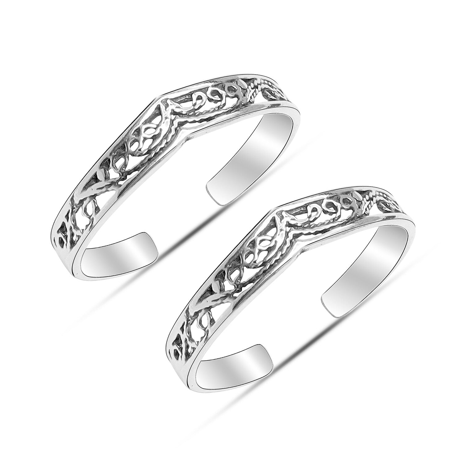 925 Sterling Silver Filigree Design Adjustable Elegant and Comfortable Toe Ring for Women