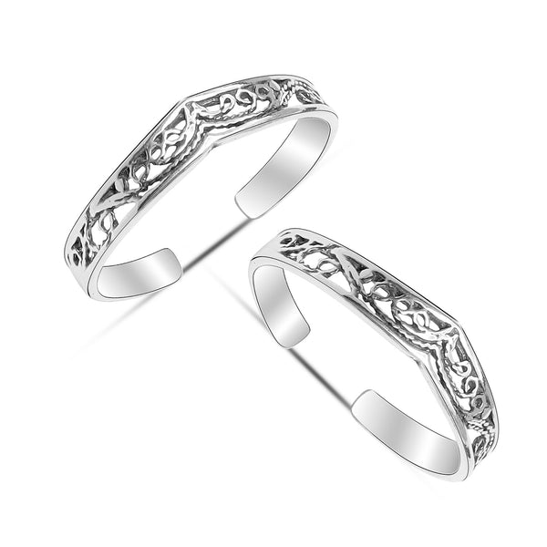 925 Sterling Silver Filigree Design Adjustable Elegant and Comfortable Toe Ring for Women