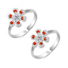 925 Sterling Silver CZ Floral Design Toe Ring for Women