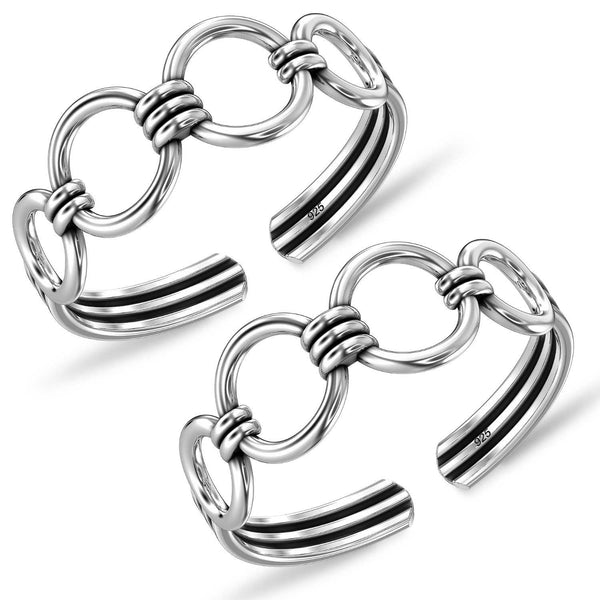 925 Sterling Silver Designer Oxidized Toe Rings for Women