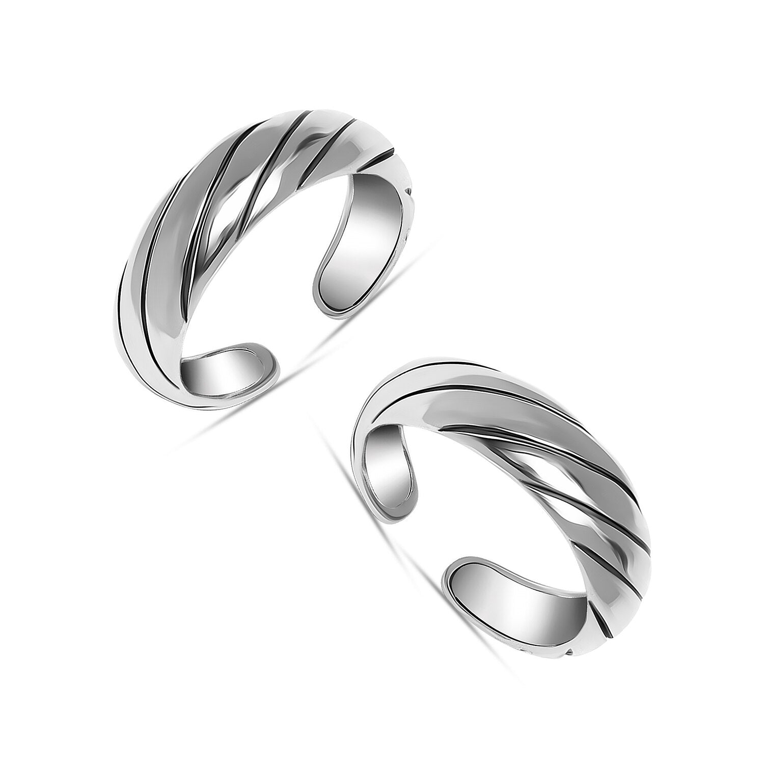 925 Sterling Silver Antique Classic Twisted Design Adjustable band Toe Rings for Women