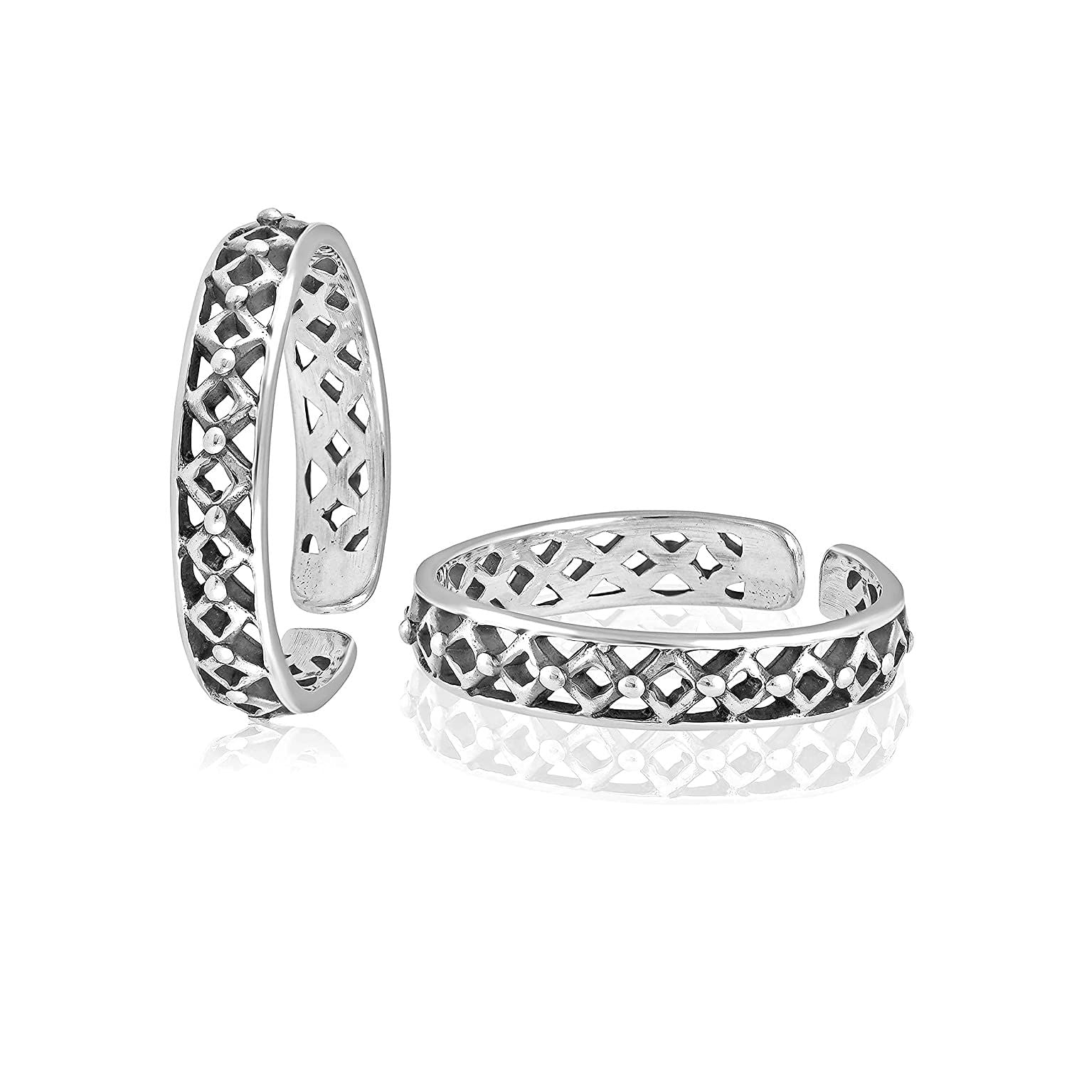 925 Sterling Silver Antique Cutwork Toe Ring For Women