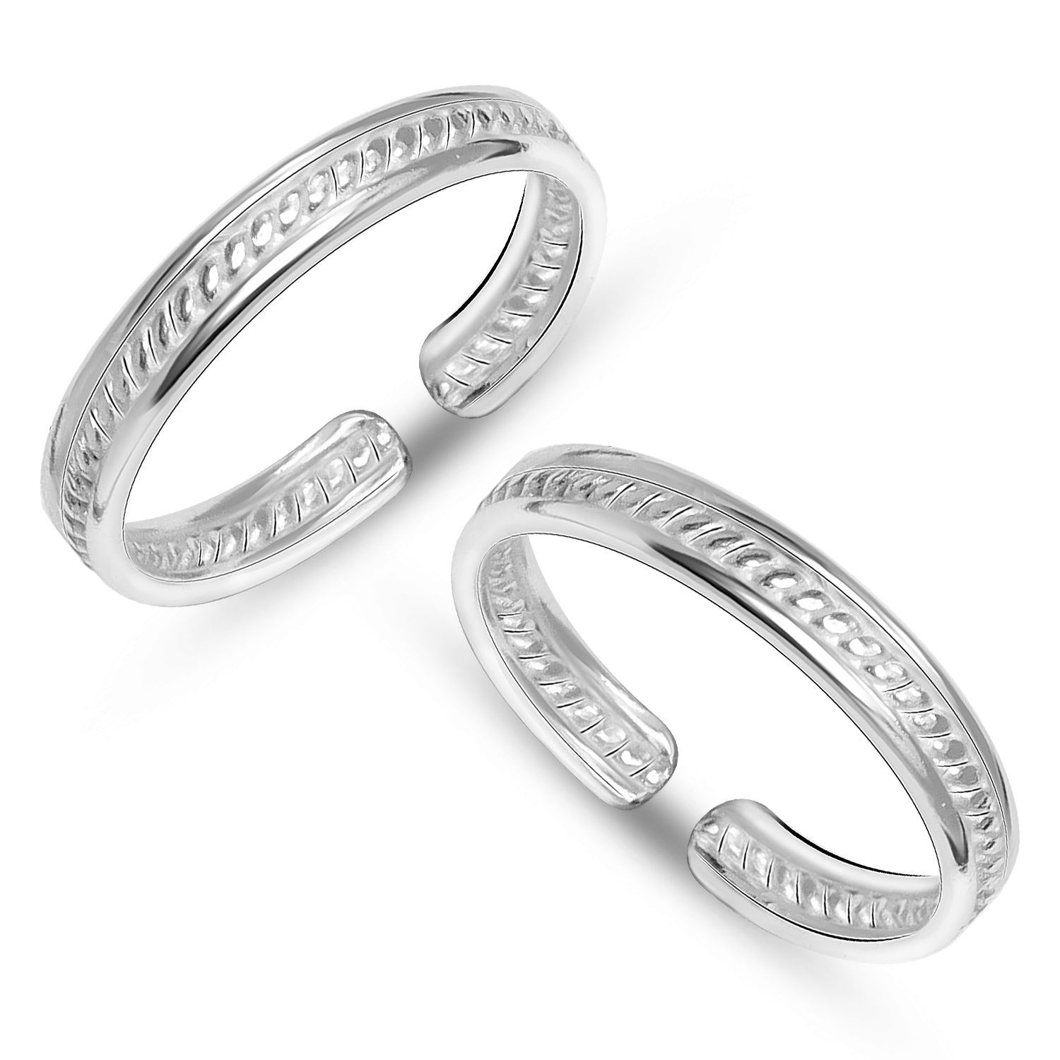 925 Sterling Silver Ribbed Adjustable Elegant and Comfortable Toe Ring for Women