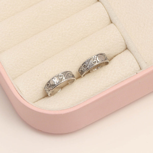 925 Sterling Silver Antique Heart Shape Design Band Toe Ring for Women