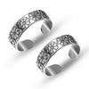 925 Sterling Silver Antiqued Floral Adjustable Toe Ring for Women