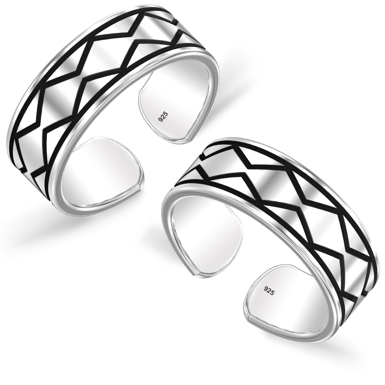 925 Sterling Silver Zig Zag Antique Toe Ring for Women