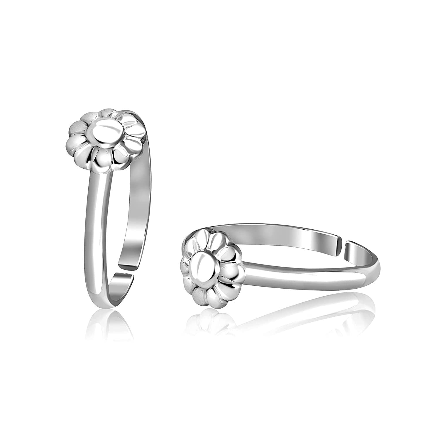 925 Sterling Silver Flower Toe Ring for Women