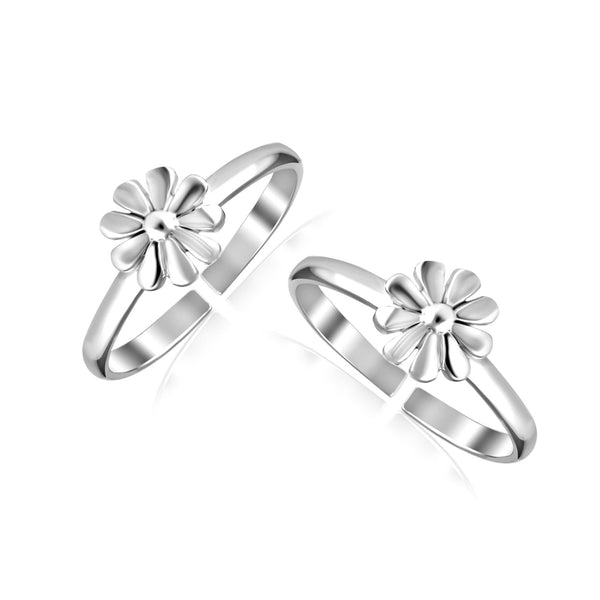 925 Sterling Silver Flower Design Toe Ring for Women