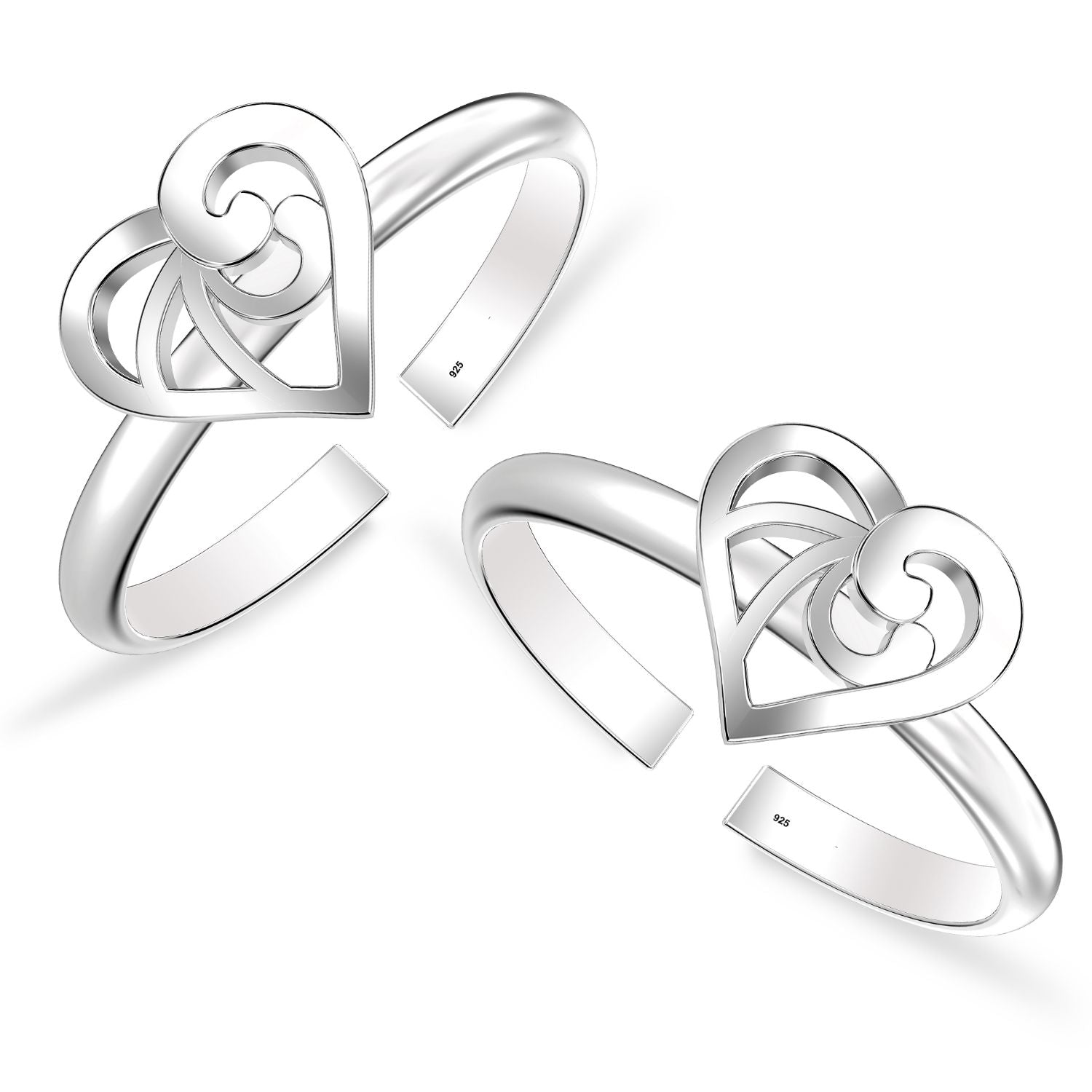 925 Sterling Silver Stylish Heart Toe Ring for Women