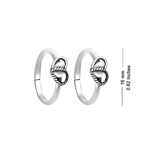 925 Sterling Silver Designer Oxidized Heart Toe Rings for Women