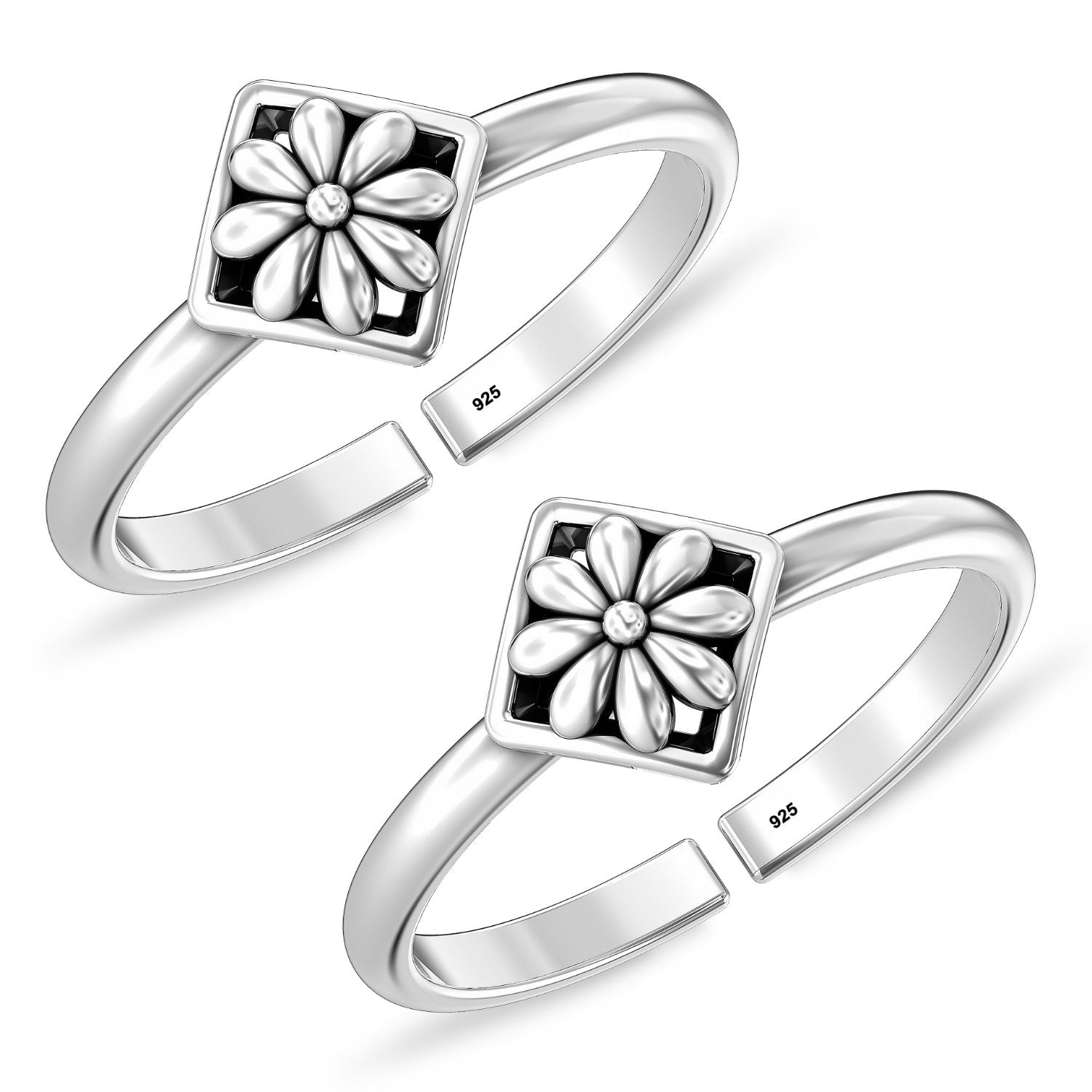 925 Sterling Silver Flower Antique Toe Ring for Women