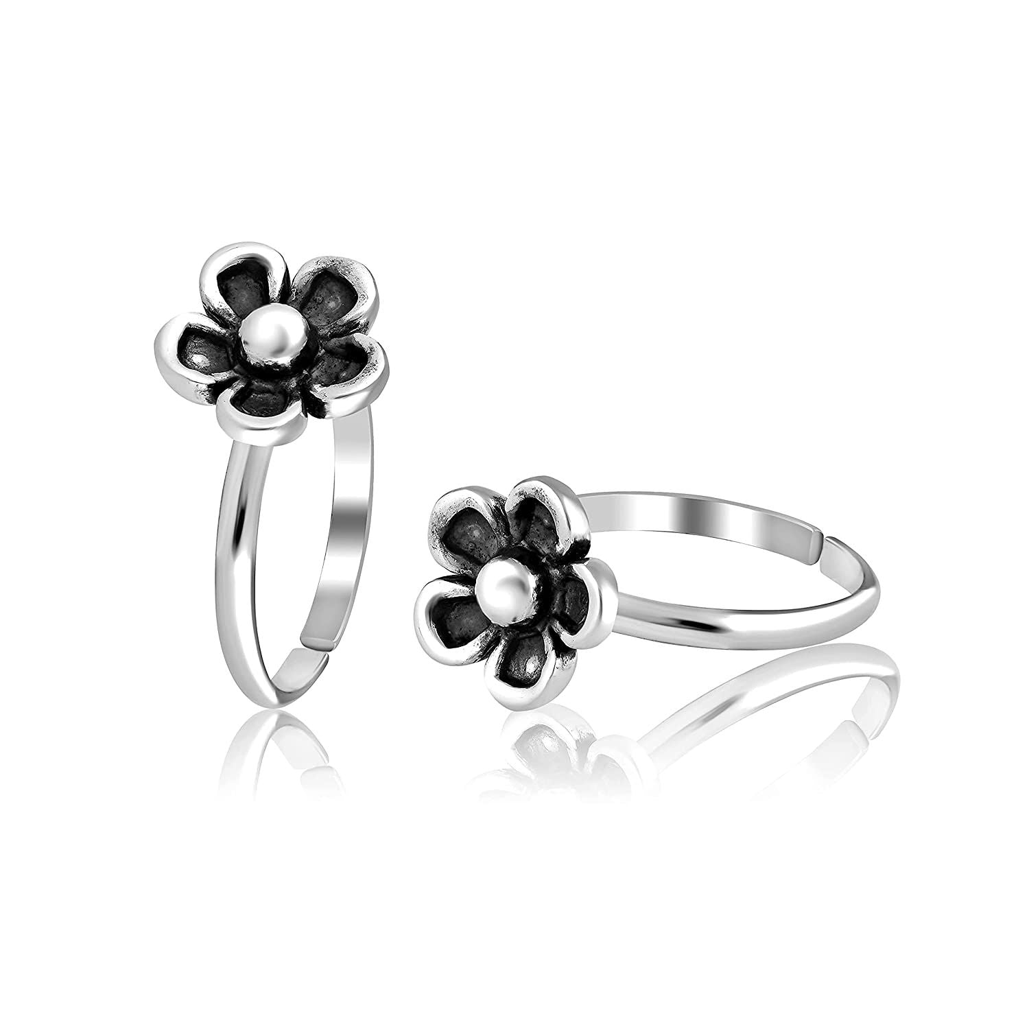 925 Sterling Silver Antique Floral Toe Ring for Women