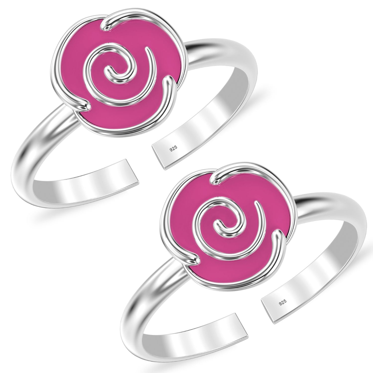 925 Sterling Silver Enamel Rose Flower Toerings for Women