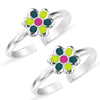 925 Sterling Silver Floral Enamel Toe Ring for Women