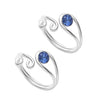 925 Sterling Silver Filigree Blue Stone Toe Ring for Women